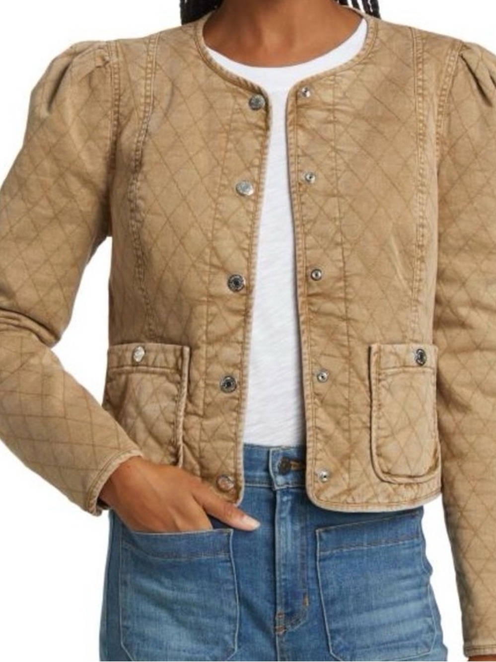 Veronica Beard Tan Quilted Camila Jacket Size Large